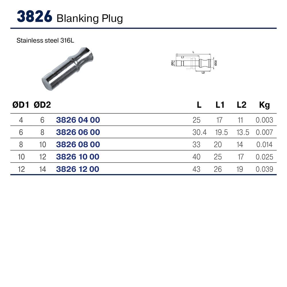 3826 08 00 — Blanking Plug — Straight — 8mm - Image 2