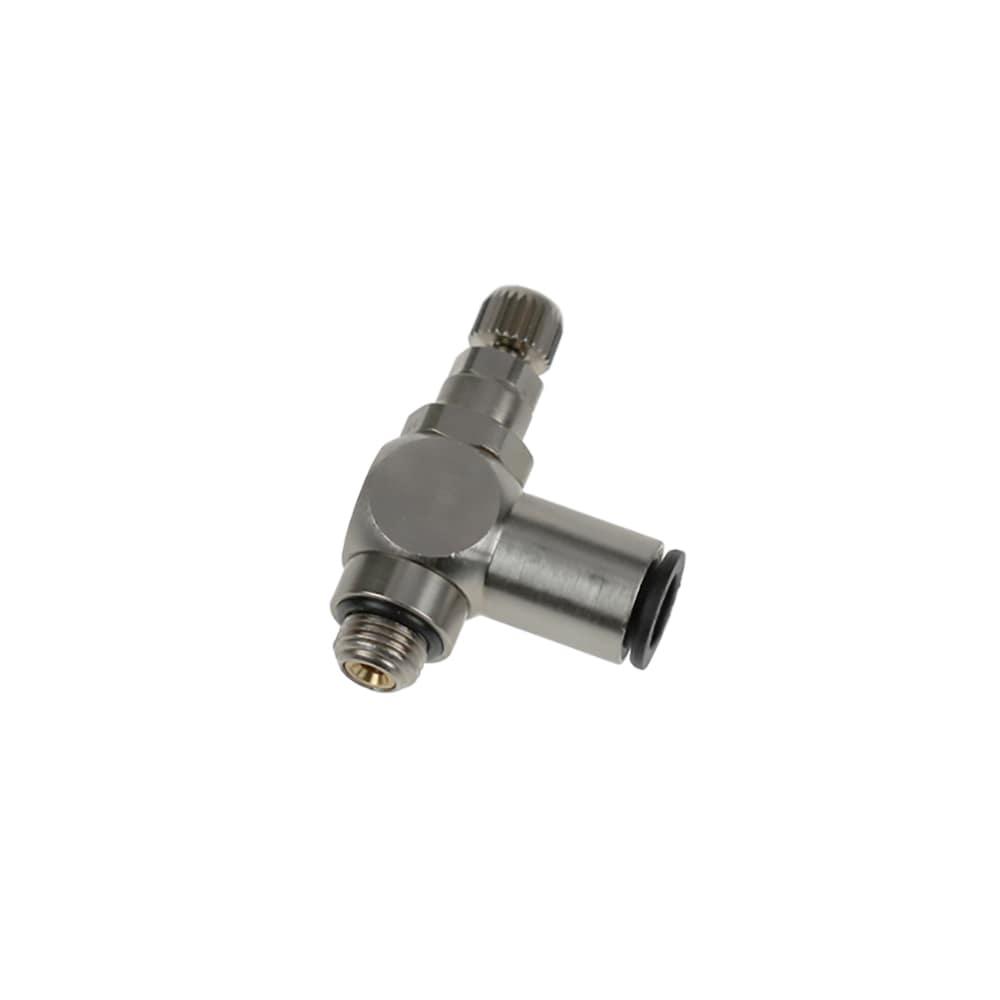 7180 06 10 — Pneumatic Flow Control Regulators in Polymer or Nickel-Plated Brass — Elbow 90° — 6mm, G1/8