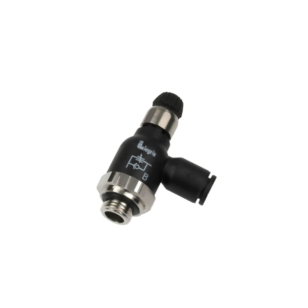 7061 08 10 — Pneumatic Flow Control Regulators in Polymer or Nickel-Plated Brass — Elbow 90° — 8mm, G1/8