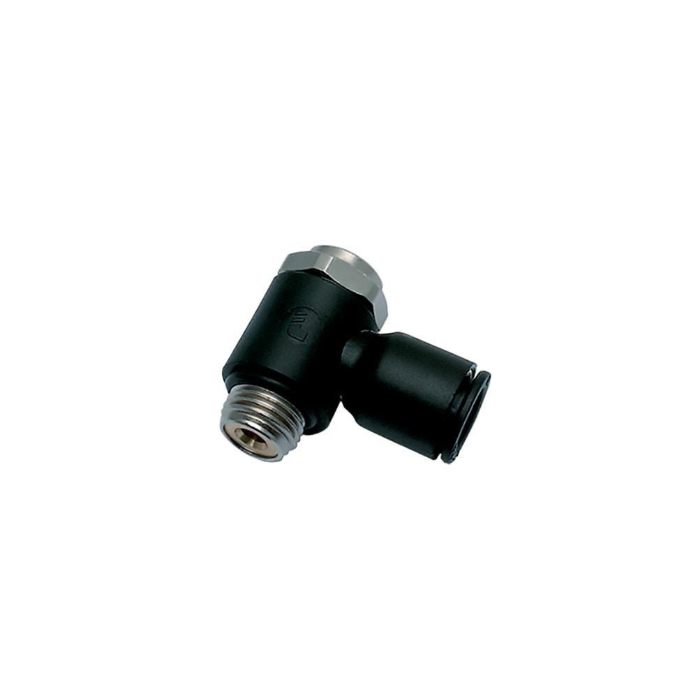 7012 04 10 — Pneumatic Flow Control Regulators in Polymer or Nickel-Plated Brass — Elbow 90° — 4mm, G1/8