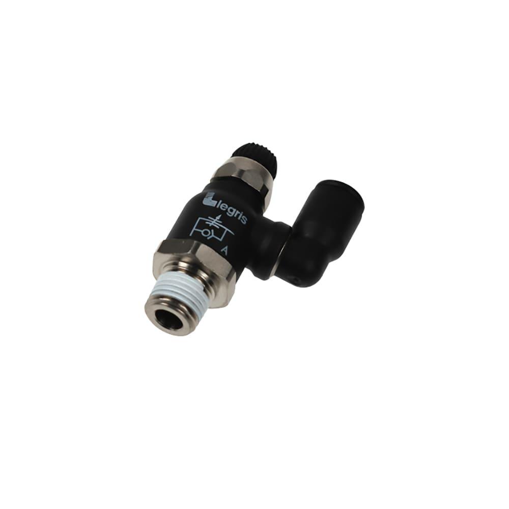 7045 10 17 — Pneumatic Flow Control Regulators in Polymer or Nickel-Plated Brass — Elbow 90° — 10mm, G3/8