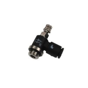 7669 08 13 — Pneumatic Flow Control Regulators in Polymer or Nickel-Plated Brass — Elbow 90° — 8mm, G1/4